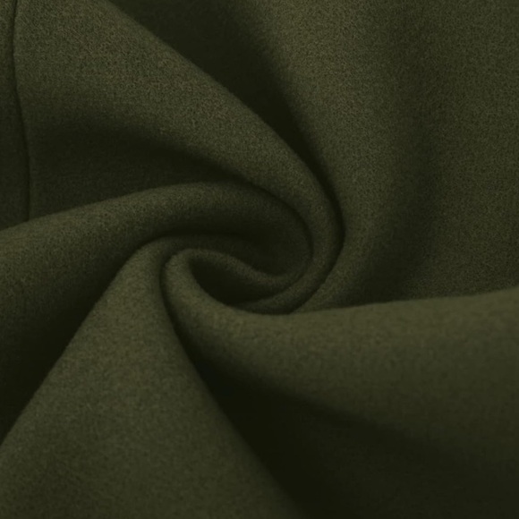 Women's Pea Coat Double Breasted A Line Long Trench Coat with Pockets - Green - Picture 5 of 7